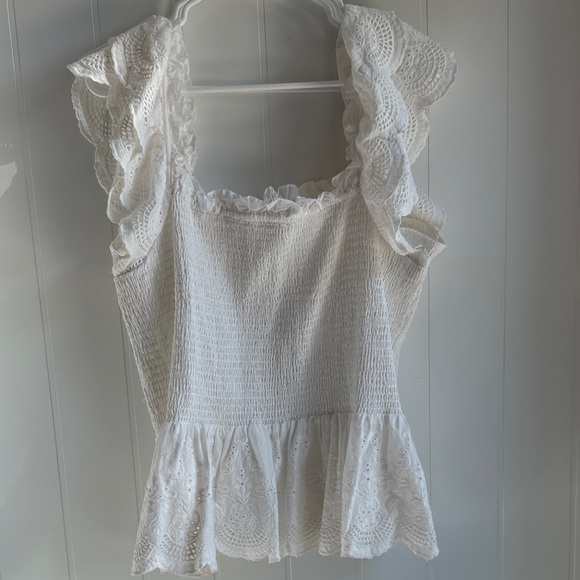 Francesca's Collections White Ruffle Lace Blouse - Picture 1 of 6
